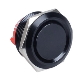 DMWD 22mm Heavy Duty Momentary Metal Push Button Switch Waterproof Anti-Vandal Large Current 20Amp 12V 24V 110V ON-Off 1NO 2 Screw Terminals for 7/8" Mounting Hole Without LED Black Shell