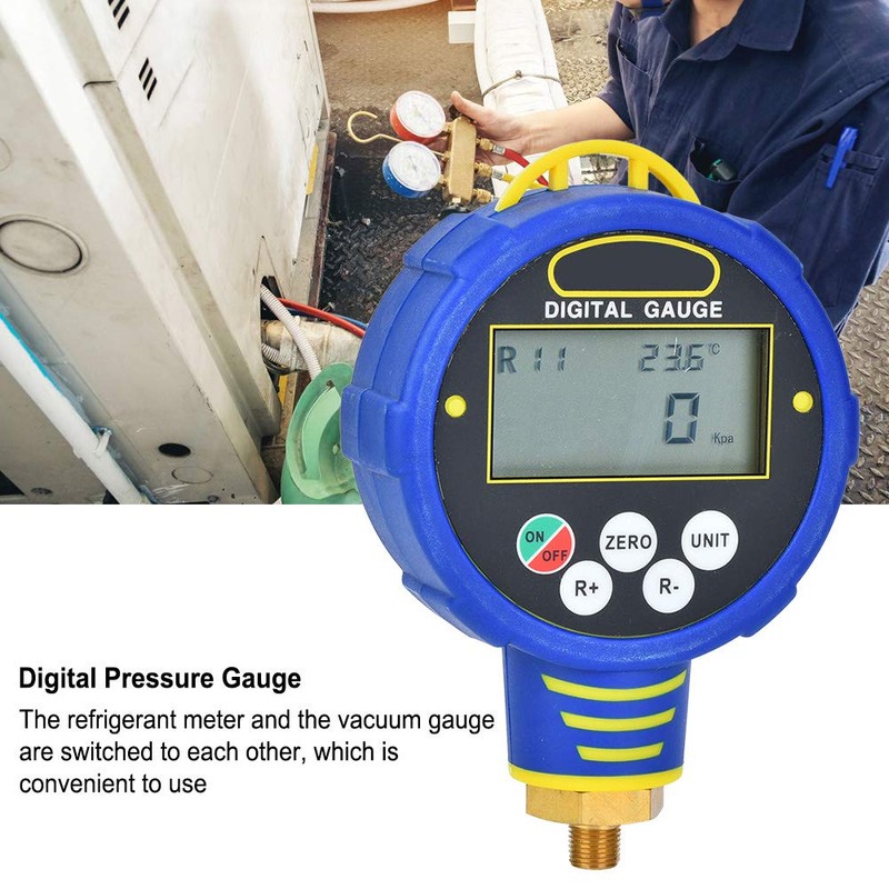 Glomora Digital High-Pressure Refrigeration Gauge, Set with LCD Display, Multi-Function