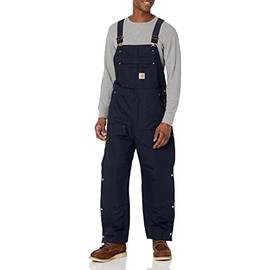 Carhartt mens Loose Fit Firm Duck Insulated Bibs Overalls, Dark Navy, Medium US