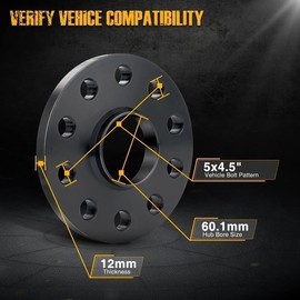 KAX 5x4.5 Slip-On Wheel Spacers,Forged 1/2 inch Hub Centric Wheel Spacer with 60.1mm Hub Bore,fit for Camry,RAV4,Highlander,Sienna,RX350,Avalon,ES350,Venza,IS250,NX300,Solara,xB,2Pcs