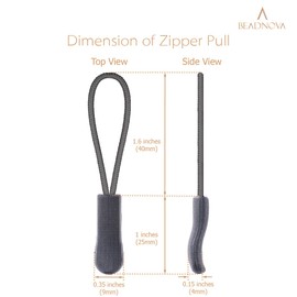BEADNOVA Zipper Pull Replacement Zipper Extension Pulls Nylon Cord Zip for Jacket Suitcase Backpack Luggage Bags (Grey, 30 PCS)