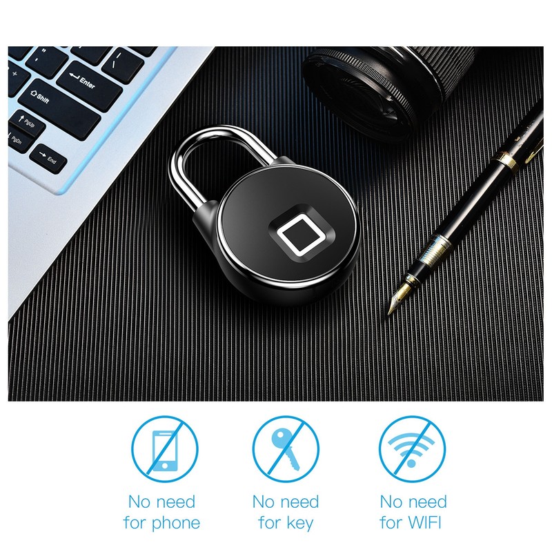Bluetooth Fingerprint Padlock with Capacitive Touching Sensor for Home Cabinets