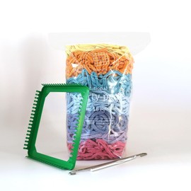 Friendly Looms Traditional Loom and Botanical Party Pack Makes 18 (6" x 6") Potholders with Weaving & Crochet Hooks Cotton Potholder Loops Made in The USA by Harrisville Designs