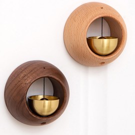 Desricy Shopkeepers Bell for Door Opening Magnetic Wood Doorbell with Brass Bell Door Chime for Entrance, Wall, Store, Wardrobe, Fridge
