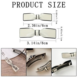 4 PCS Rectangle Bows Hair Clips Elegant Retro Hair Barrettes Fashionable Non-slip Spring Clasps Hair Slide for Women Thin Thick Curly Hair Accessories Strong Hold Bangs Side Hairpin（Black, White）