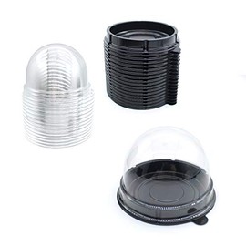 Clear Plastic Mini Cupcake Container,25 PC Mooncake Boxes Muffin Pod Dome Muffin Single Cupcake Holders Individual Cupcake Containers Plastic Disposable (Black, 25pc)