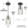 Optimant Lighting Modern Black Pendant Light with Seeded Glass Shade,