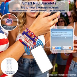 MZfowsen 4th of July Outfits Accessories for Women Men, Patriotic Bracelets for 250th Independence Day Anniversary with Smart NFC Charms, America Fourth of July 250th Merchandise