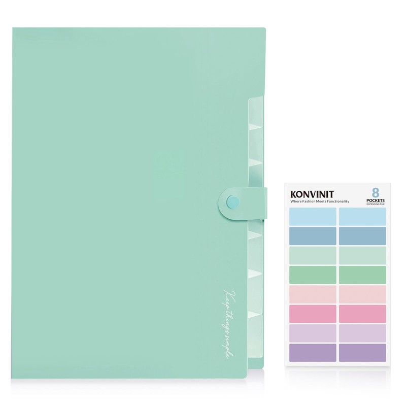 KONVINIT File Folder a4 with 8 Pockets - Expandable Folder