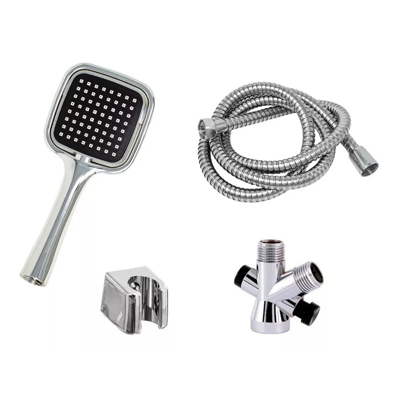 IML Regadera Cuadrada Tipo Lluvia + Regadera De Teléfono Cromada