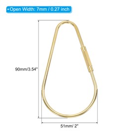 [PATIKIL] Brass Key Ring Set of 5 Screw Lock Clip Key Ring with 7mm Opening Width Teardrop Shape Keychain Clip for Keys