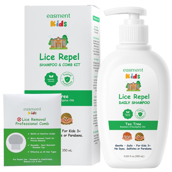 Easment Kids Lice Repel Daily Shampoo & Comb Set: Gentle