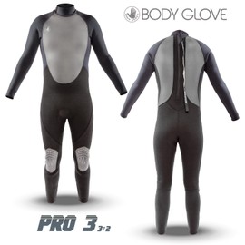 Body Glove Pro3 Men Full Spring Wetsuit 2.2mm Black Back Zip Quadra Flex 4 Way Stretch Thermal Lightweight Performance for Surfing, Bodyboarding, Swimming, Snorkeling, and Scuba Diving (M, Black)
