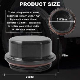 81143 for Dexter Vortex Replacement Caps K71-G01-73 21-261 48355v Trailer Hub Dust Cap - Fit Boat, Trailer & Other Hub Kits (2 Pack)