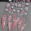 6 Sheets Glitter Butterfly Nail Art Stickers Pink White Flame
