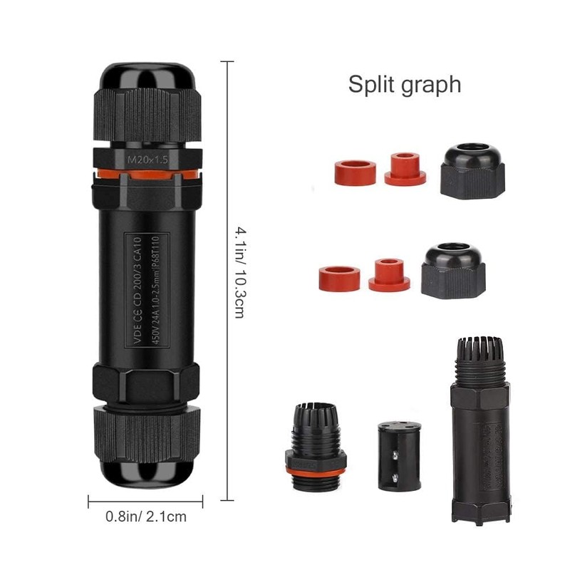 Cable connector, waterproof IP68, connection sleeve, underground cable, 3-pole connection