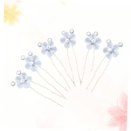 PACKOVE 6Pcs White Frosted Flower U Shape Hairpins with Pearls Elegant Hair Accessories for Weddings and Bridal Styling Unique Floral Design Hair Chopsticks