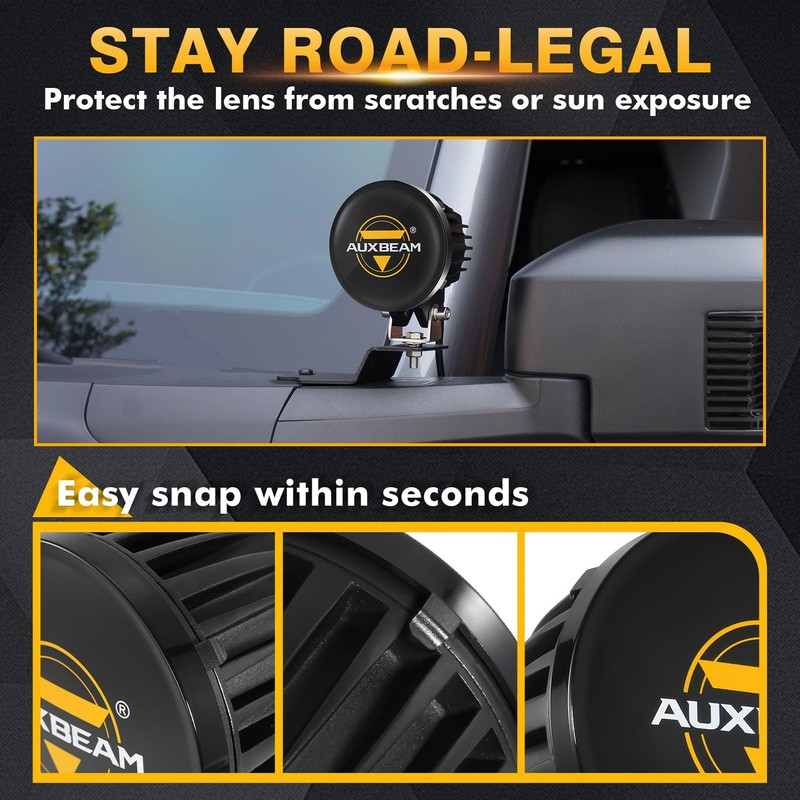 Auxbeam C4 Series 4 Inch Black Protective Light Covers, Round