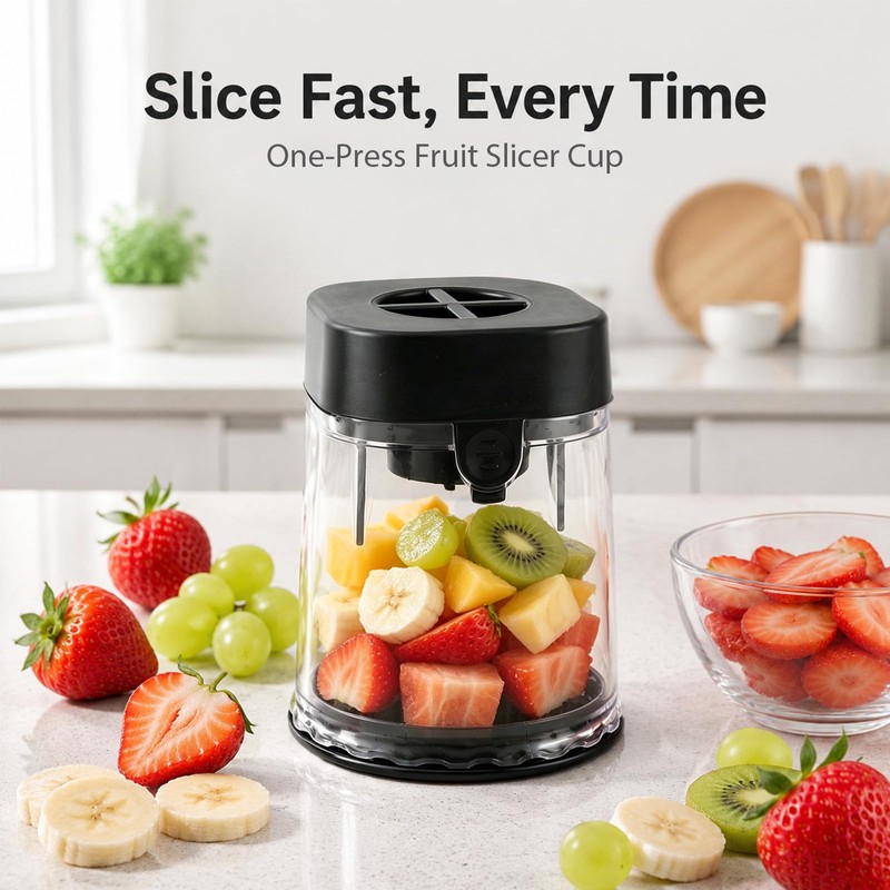 Fruit Slicer Cup, 2-in-1 Detachable Strawberry Slicer & Dicer