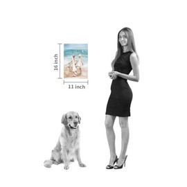 Beach Pictures Canvas Wall Art: Coastal Lady & Bicycle Artwork Blue Ocean Sailboat Painting Seascape Nautical Scenes Print on Canvas for Bathroom 11"x16"