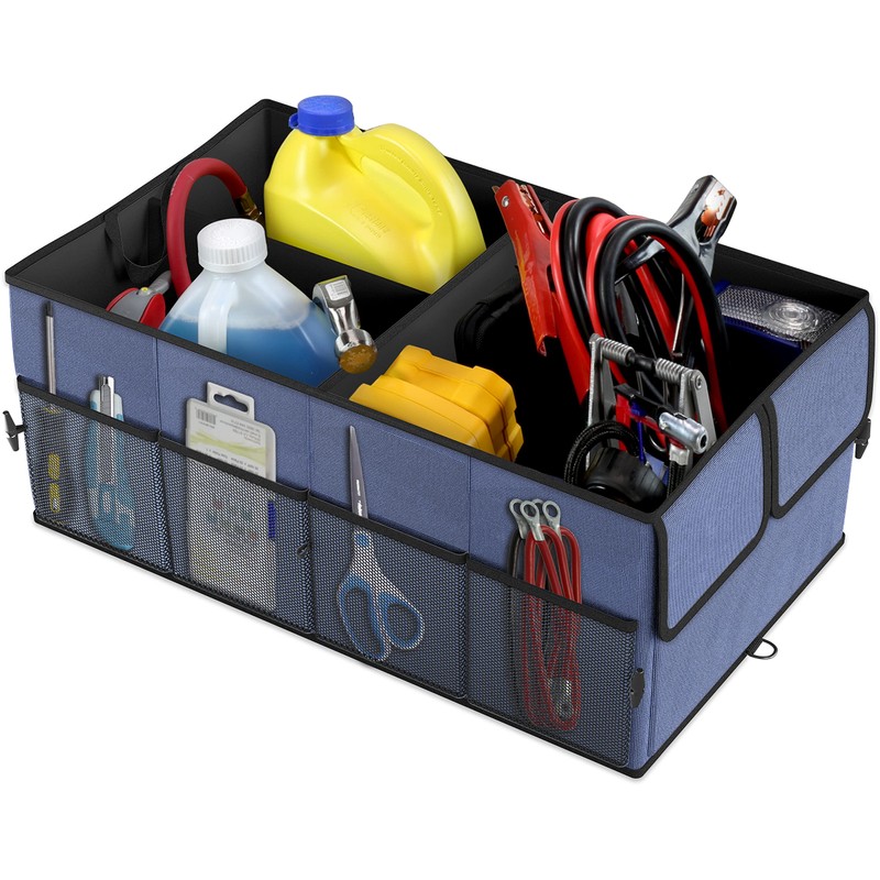 EPAuto 3-Compartment Cargo Trunk Storage Organizer, Blue