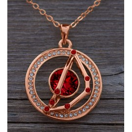 Leafael "Superstar Zodiac Constellation Pendant Necklace Made with Premium Crystal December January Birthstone Sapphire Blue Horoscope Jewelry, Capricorn, 14k Rose Gold Plated, 18"+2"