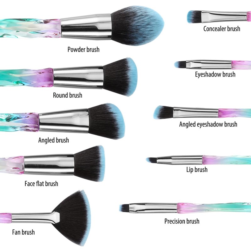 Makeup Brush Set Glamour Gaze 10Pcs Crystal Handles Makeup Brushes