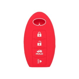 SEGADEN Silicone Cover Protector Case Holder Skin Jacket Compatible with INFINITI 4 Button Smart Remote Key Fob CV4508 Red