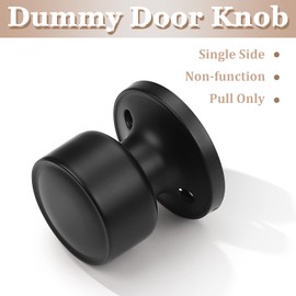 knobelite 10 Pack Dummy Knob Black Closet Door Knobs Single Side Non-Turning, Inactive Interior Round Knob