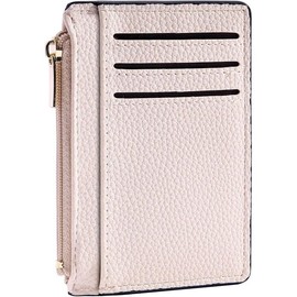Credit Card Holder for Women Slim Minimalist Front Pocket RFID Blocking Wallet Small Compact Card Case with ID Window, Pink - Color: Off White