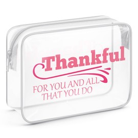 Sazuwu Thank You Gifts for Women Coworkers Clear Makeup Bags with Zipper Thankful for You Gifts Thanksgiving Cosmetic Travel Bag Organizer Friendship Appreciation Gifts Mentor Teacher Gifts