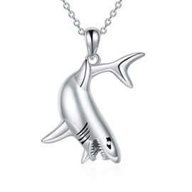 DAYLINLOVE Shark Necklace 925 Sterling Silver Sea Shark Pendant Necklaces Animal Ocean Jewellery Gifts for Women Men Shark Lovers, Sterling Silver, No Gemstone