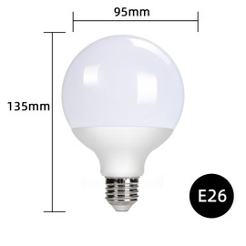 LED Bulb, 100 W Equivalent, Daylight White, E26 Base, General Bulb, Ball Sphere, Omnidirectional Type, Edison Bulb, Pack of 1, Energy Saving, Compatible with Enclosed Fixtures, Insulation