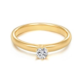 Tresor 1934 Engagement Ring / Ladies / Solitaire Sterling Silver 925 yellow gold coating white Zirconia Size S 60451013