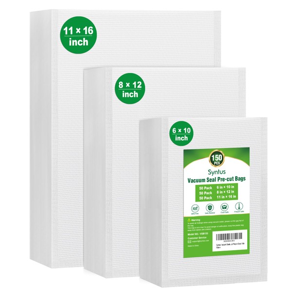 Syntus Vacuum Sealer Bags, 150 Gallon 11" x 16" and