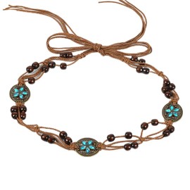 Wambere Women's Braided Waist Belt, Boho Dress, Waist Belt, Tassels Belt Rope, Woven Waist Chain Made of Wooden Beads, Adjustable Cord Belt, Rope Belt, for T-Shirts, Long Shirts, Dresses, C