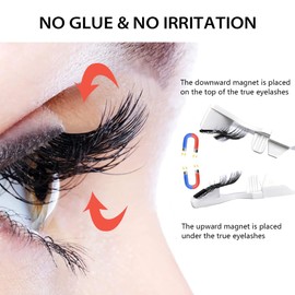 TOEECY Magnetische Wimpern Künstliche Wimpern Magnetisch Natürlicher Look Magnetwimpern Magnetische Wimpern mit Zange Bürste Wiederverwendbar Kein Kleber für Make up(Rosa)