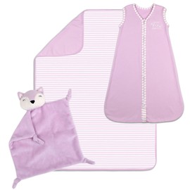 The Peanutshell Baby Sleep Time Gift Set, Purple Sleep Bag, Blanket, and Security Blanket