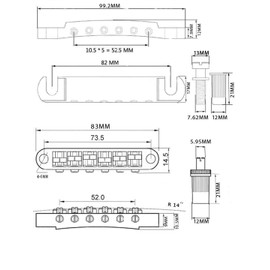 HENGYEE Gold Roller Saddle Tune-O-Matic Guitar Bridge Tailpiece for Gibson Les Paul Electric Guitar Replacement Bridge