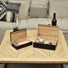 DECOR4SEASON Decorative Wooden Box with Linen Hinged Lid - for
