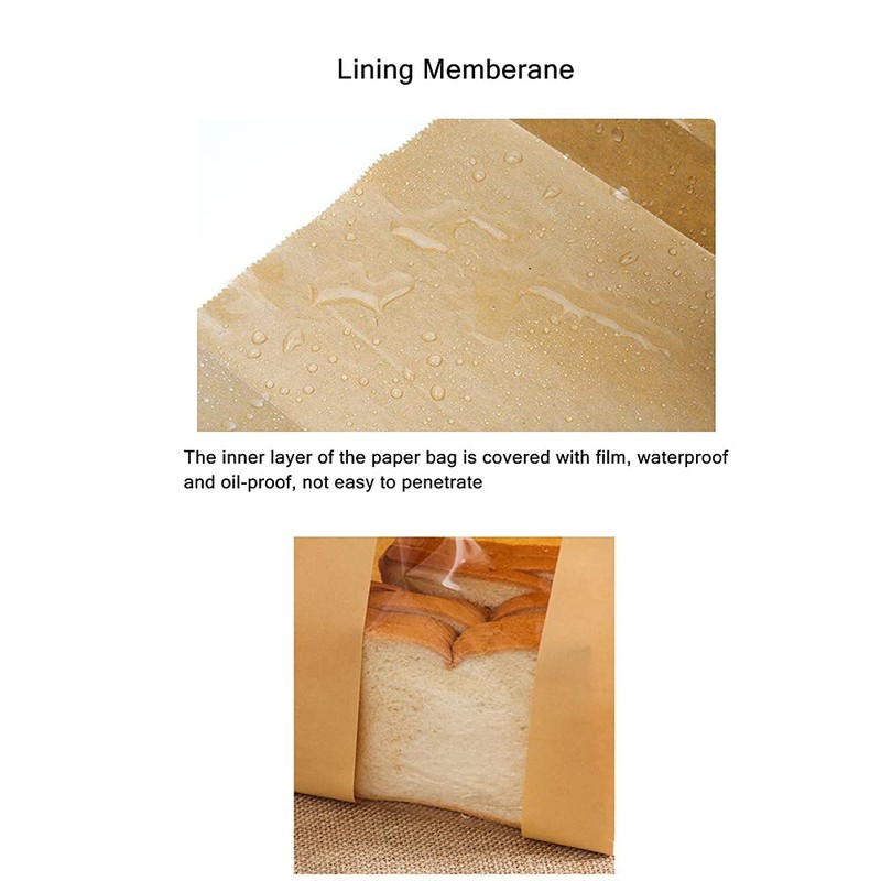 GM HOME 25 PCS Toast Paper Bag Kraft Bread Bag