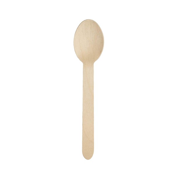 Party Essentials Disposable Wooden Cutlery, Eco-Friendly, Biodegradable, 100 Spoons, Natural Birchwood