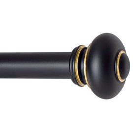 Ivilon Drapery Window Curtain Rod - Knob Design, 1 Inch Rod, 120 to 240 Inch. Black