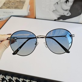 Feisedy B1247 Polarized Sunglasses, Unisex, UV400, UV Protection, Stylish, TAC, Round Color, Metal Frame, Small Face, For Outdoor Use, Travel, Fishing, Climbing, Driving, blue