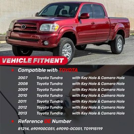 IFATRUNK Tailgate Liftgate Handle for Toyota Tundra 2007 2008 2009 2010 2011 2012 2013, with Backup Camera Hole & Keyhole Replaces OE 69090-0C051, 690900C051, 81214