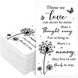 FYSUIMU 100 Pcs Funeral Guest Napkins Black White Dandelion Butterfly Paper Napkins Disposable Hand Towels for Bereavement Memorial Service Loved Ones Celebration of Life