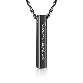 SOITIS Memorial Necklace - Stainless Steel Cremation Urn Jewelry for Ashes, Keepsake Pendant for Women Men, Funeral Necklace for Ashes - Forever in My Heart