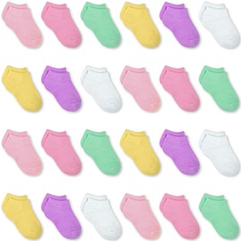 TRAMLE Toddler Kids Ankle Girls Socks -24 Pairs Low Cut Breathable Trainer Running Colorful Socks For Baby Girls (10-13 Years)
