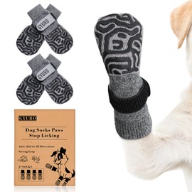 Anti Slip Dog Socks to Prevent Licking Paws, Dog socks paws stop licking, Dog Booties for Small Medium Large Senior Dogs, Traction Control Dog Boots & Paw Protectors for Hardwood Floors (Gray, XS)
