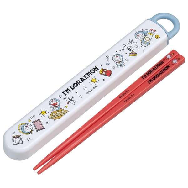 Skater ABS2AMAG-A Children's Antibacterial Slide Chopsticks Case Set, Doraemon, Space Sanpo, Made in Japan